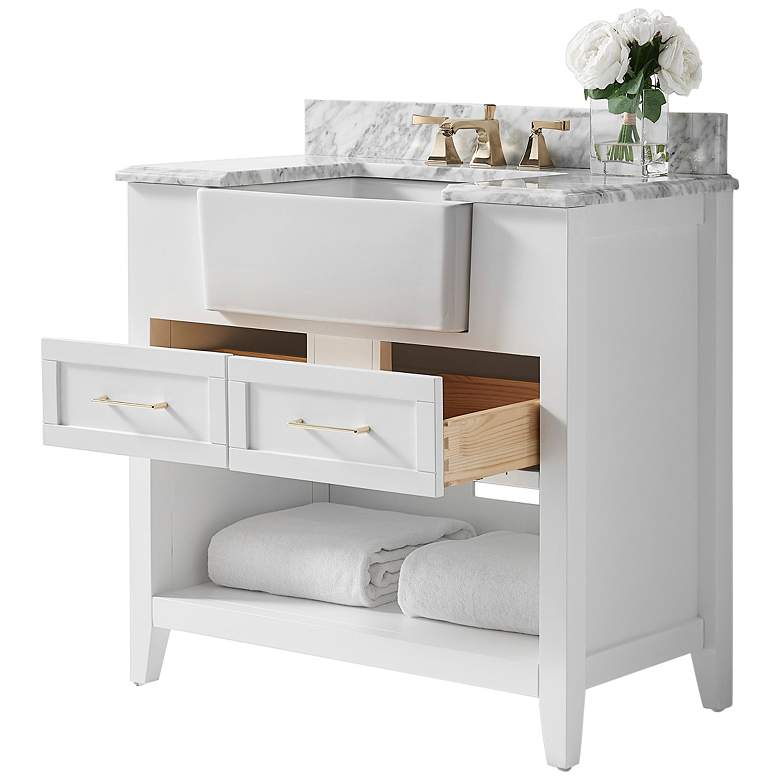 Image 2 Hayley 36" Wide White Single Sink Bath Vanity Cabinet Set more views