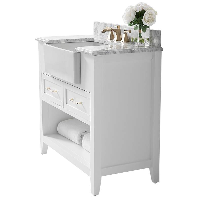 Image 5 Hayley 36" Wide White Single Sink Bath Vanity Cabinet Set more views