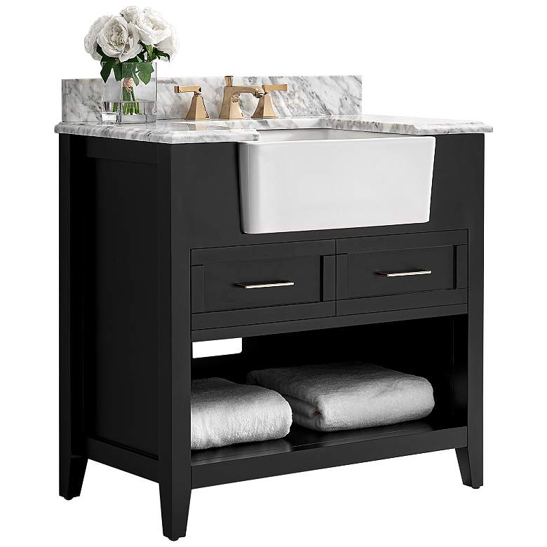Hayley 36&quot;W Black Onyx Single Sink Bath Vanity Cabinet Set