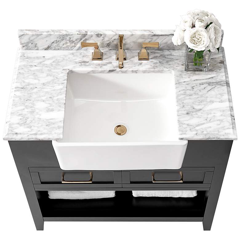 Image 4 Hayley 36 inchW Black Onyx Single Sink Bath Vanity Cabinet Set more views
