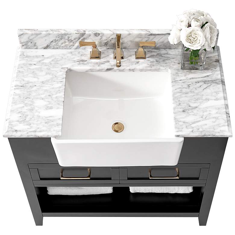 Image 4 Hayley 36"W Black Onyx Single Sink Bath Vanity Cabinet Set more views
