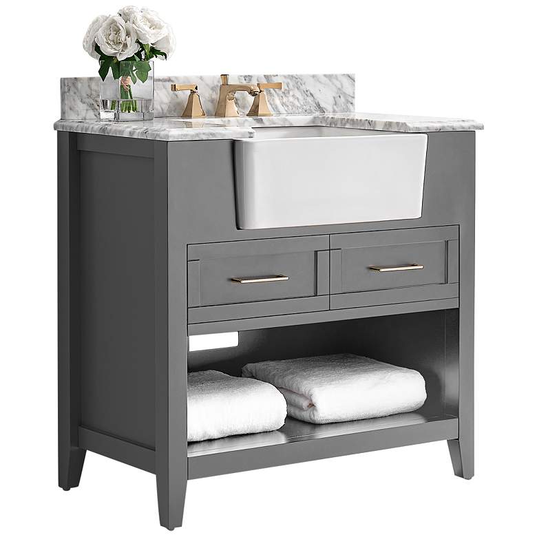 Image 1 Hayley 36"W Sea Cloud Single Sink Bath Vanity Cabinet Set