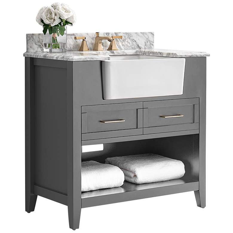 Image 1 Hayley 36 inchW Sea Cloud Single Sink Bath Vanity Cabinet Set