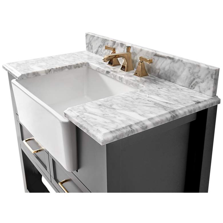 Image 3 Hayley 36 inchW Sea Cloud Single Sink Bath Vanity Cabinet Set more views