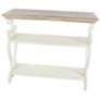 Hayley 38"W White Brown Wood Scroll 2-Shelf Console Table