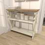 Hayley 38"W White Brown Wood Scroll 2-Shelf Console Table