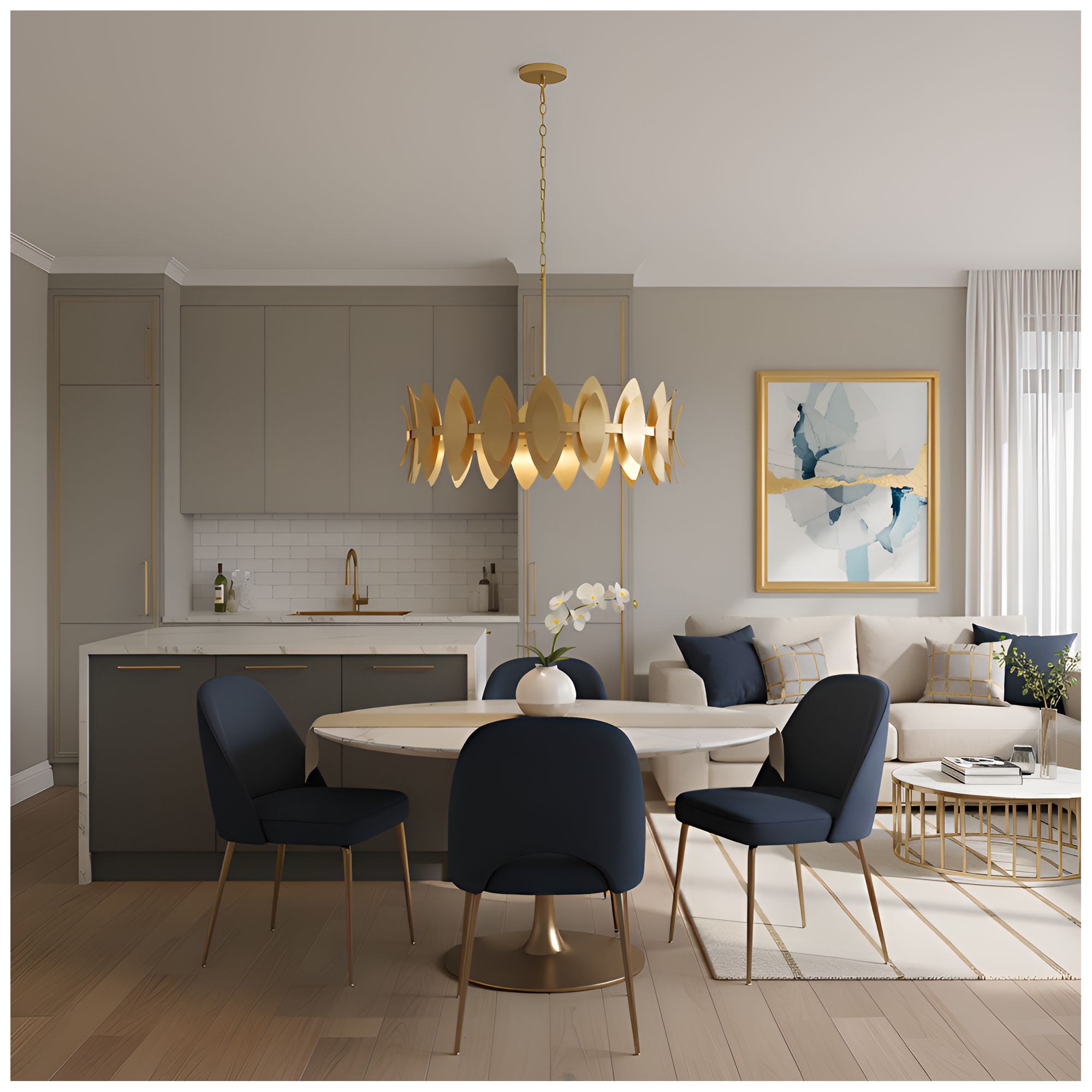 Image 7 Hayley 6-Light Gold Leaf Pendant Light more views