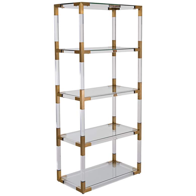 Image 1 Hayley 63" High Glass Shelf Modern Bookcase