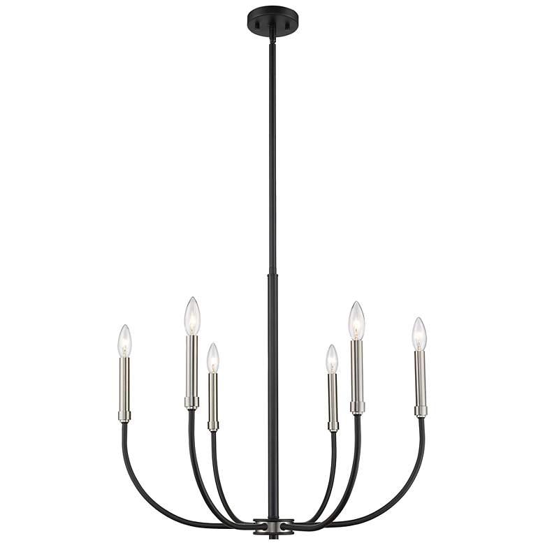 Image 1 Haylie 26" Wide Black and Brushed Nickel 6-Light Chandelier