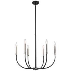Haylie 26" Wide Black and Brushed Nickel 6-Light Chandelier