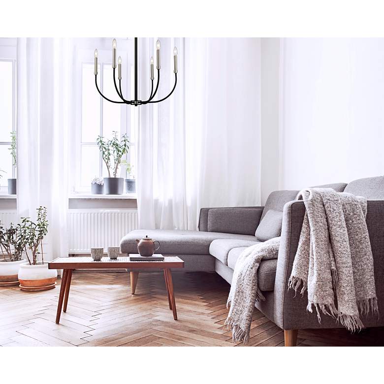 Image 2 Haylie 26" Wide Black and Brushed Nickel 6-Light Chandelier more views