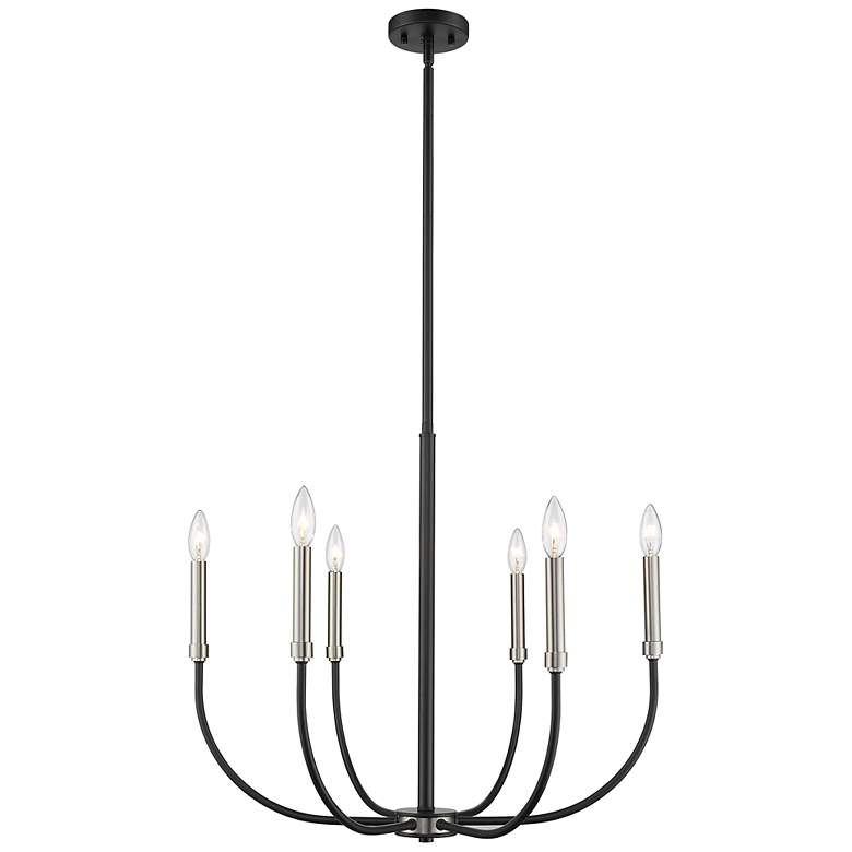 Image 4 Haylie 26" Wide Black and Brushed Nickel 6-Light Chandelier more views