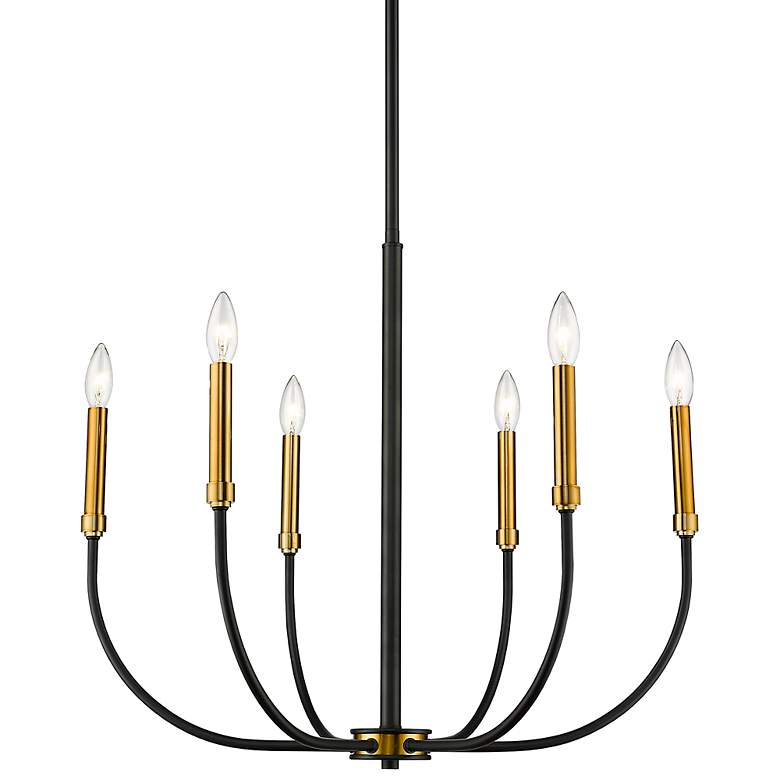 Image 3 Haylie 26"W Matte Black and Olde Brass 6-Light Chandelier