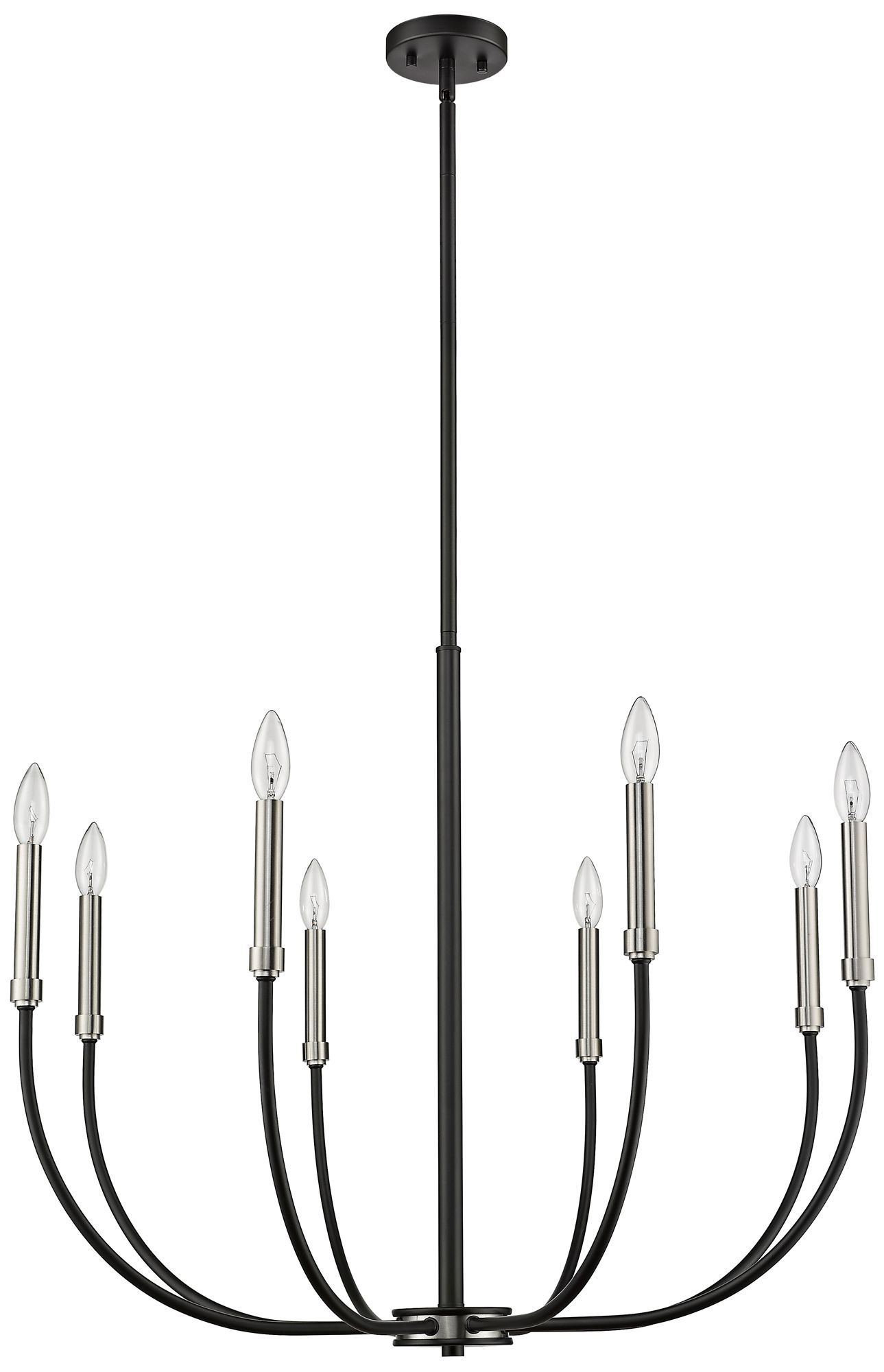Haylie 32 1/2"W Black and Brushed Nickel 8-Light Chandelier in scene
