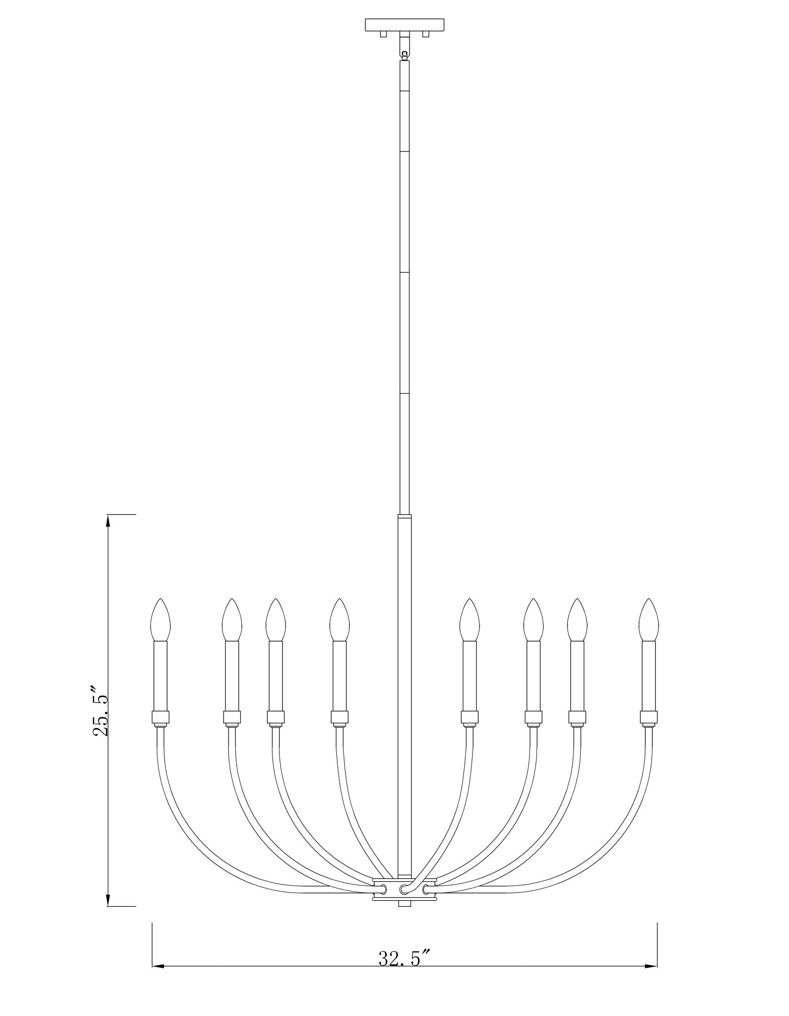 Haylie 32 1/2"W Black and Brushed Nickel 8-Light Chandelier in scene