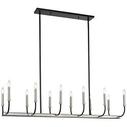 Haylie 56" Wide Black and Nickel 12-Light Island Chandelier