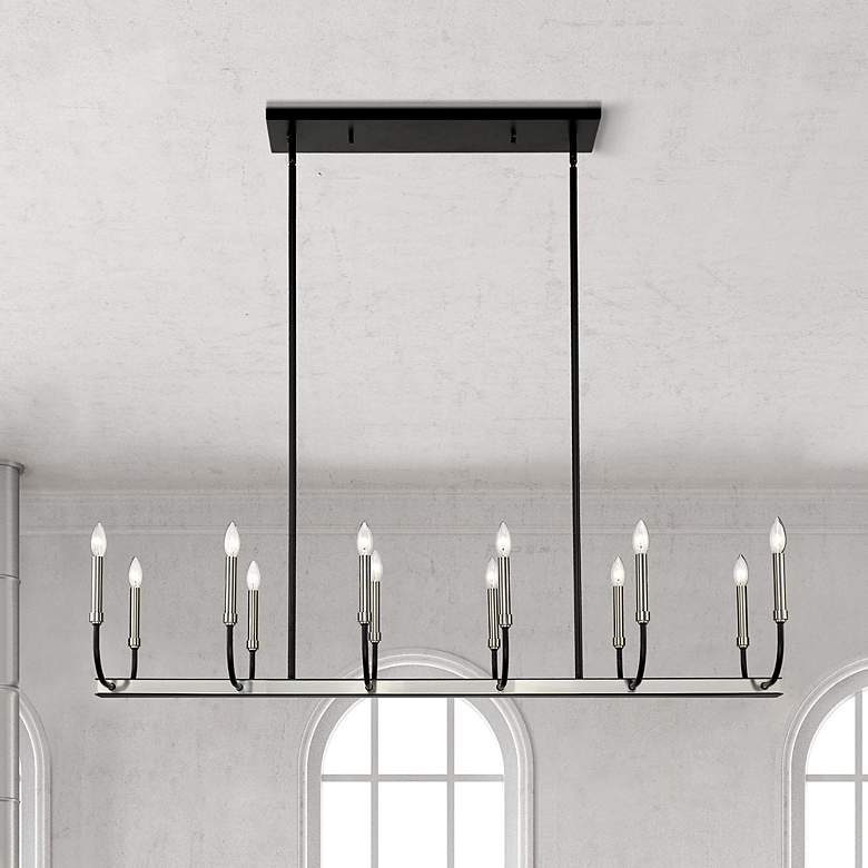 Image 2 Haylie 56" Wide Black and Nickel 12-Light Island Chandelier