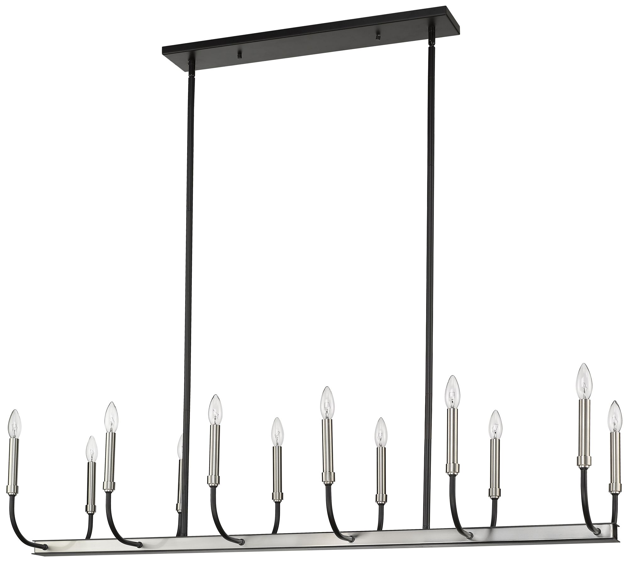 Haylie 56" Wide Black and Nickel 12-Light Island Chandelier in scene