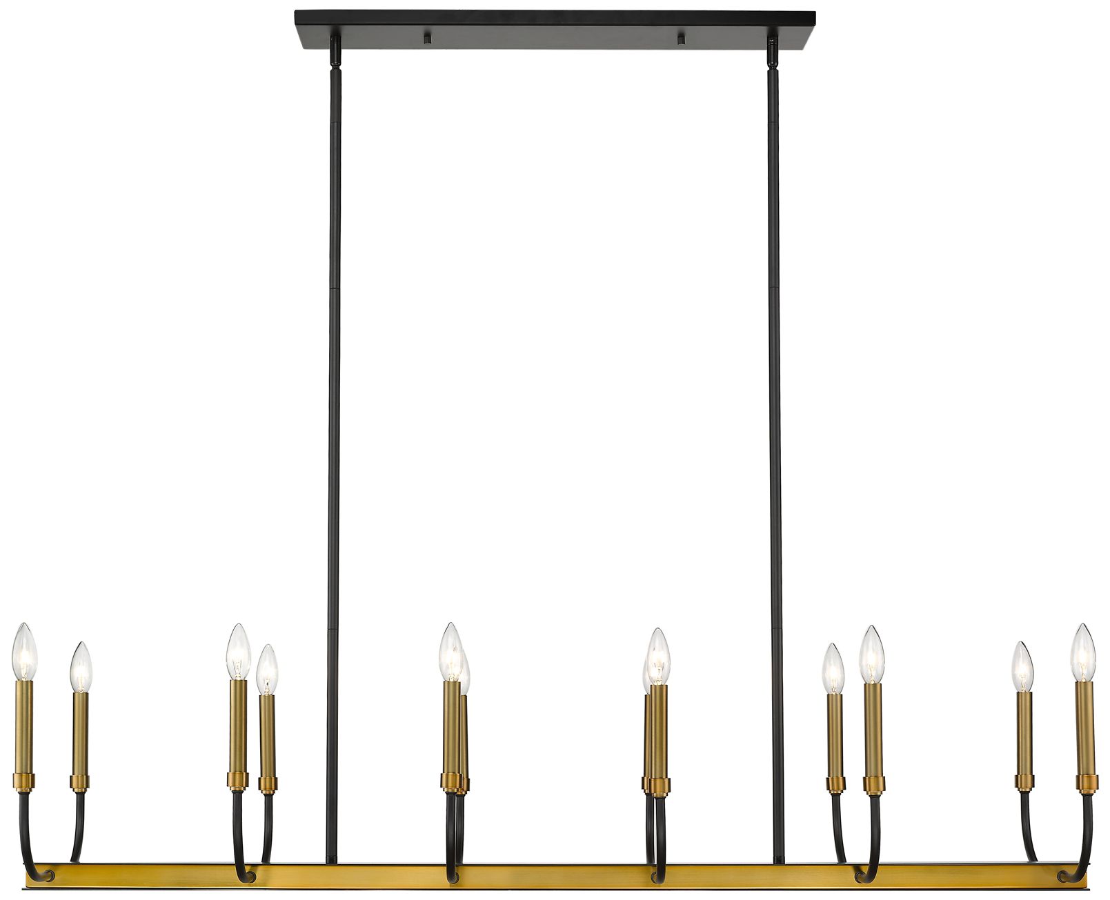 Image 4 Haylie 56"W Matte Black Brass 12-Light Island Chandelier more views