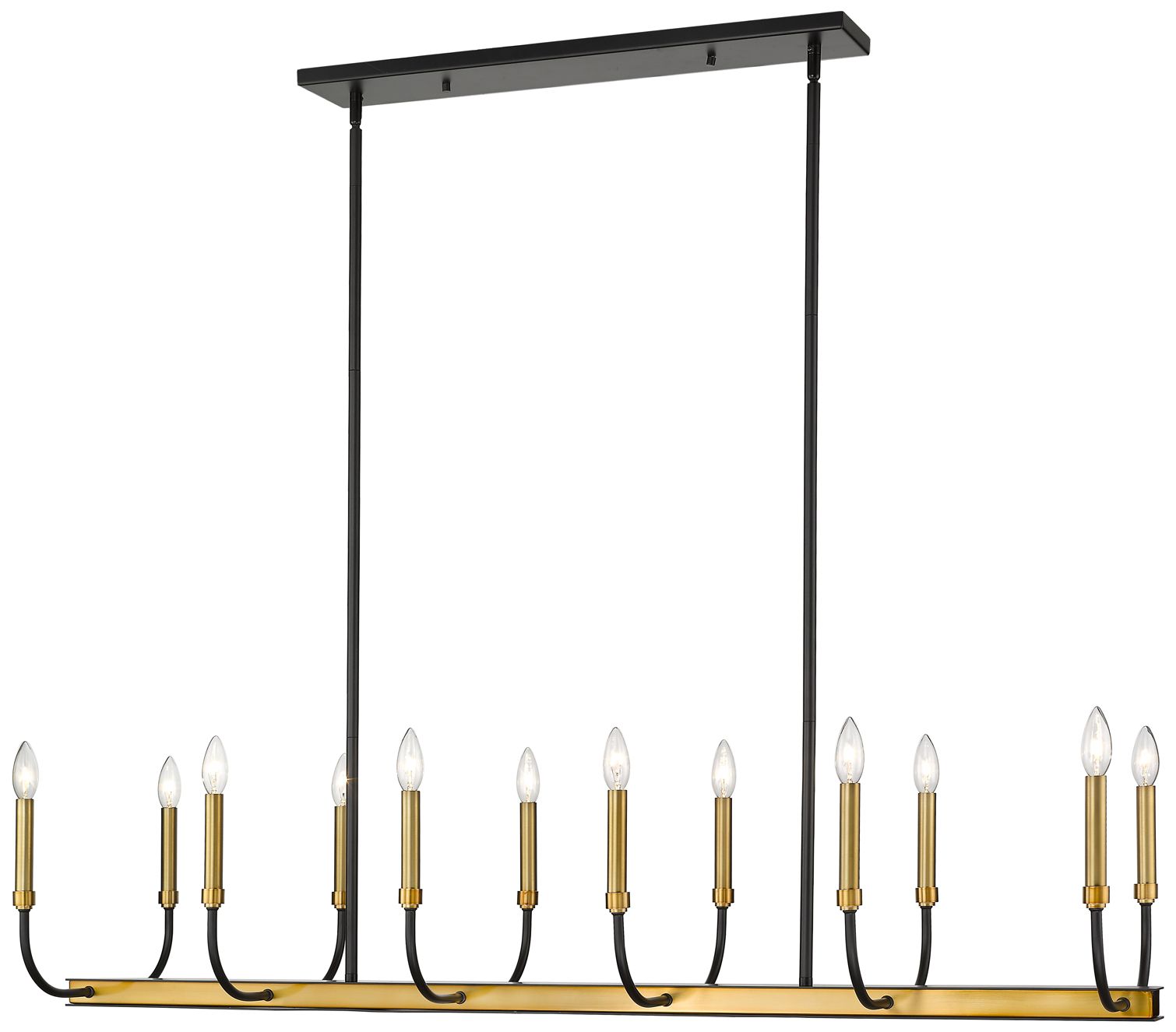 Image 5 Haylie 56"W Matte Black Brass 12-Light Island Chandelier more views