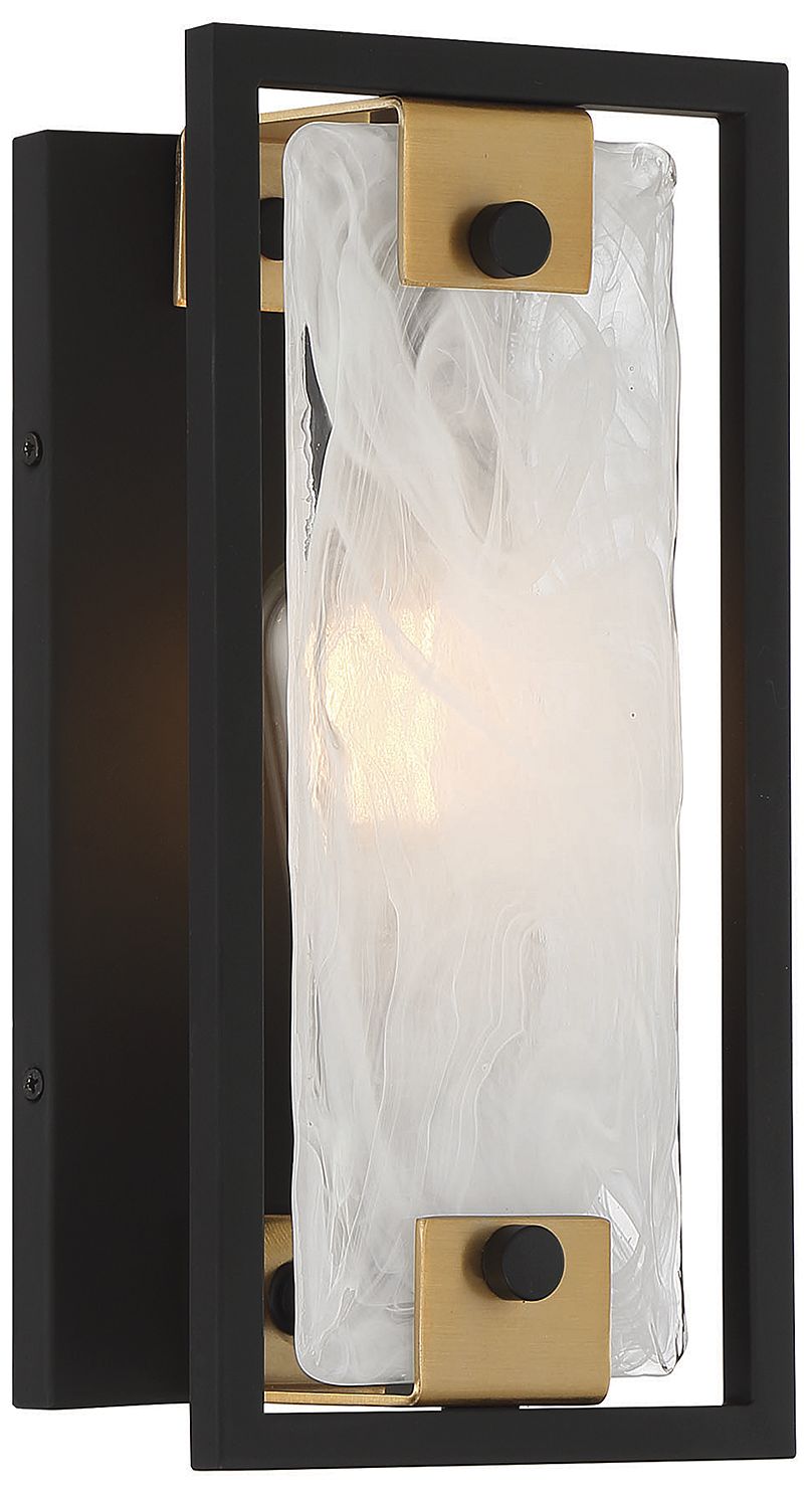Hayward 1-Light Wall Sconce in Matte Black with Warm Brass Accents