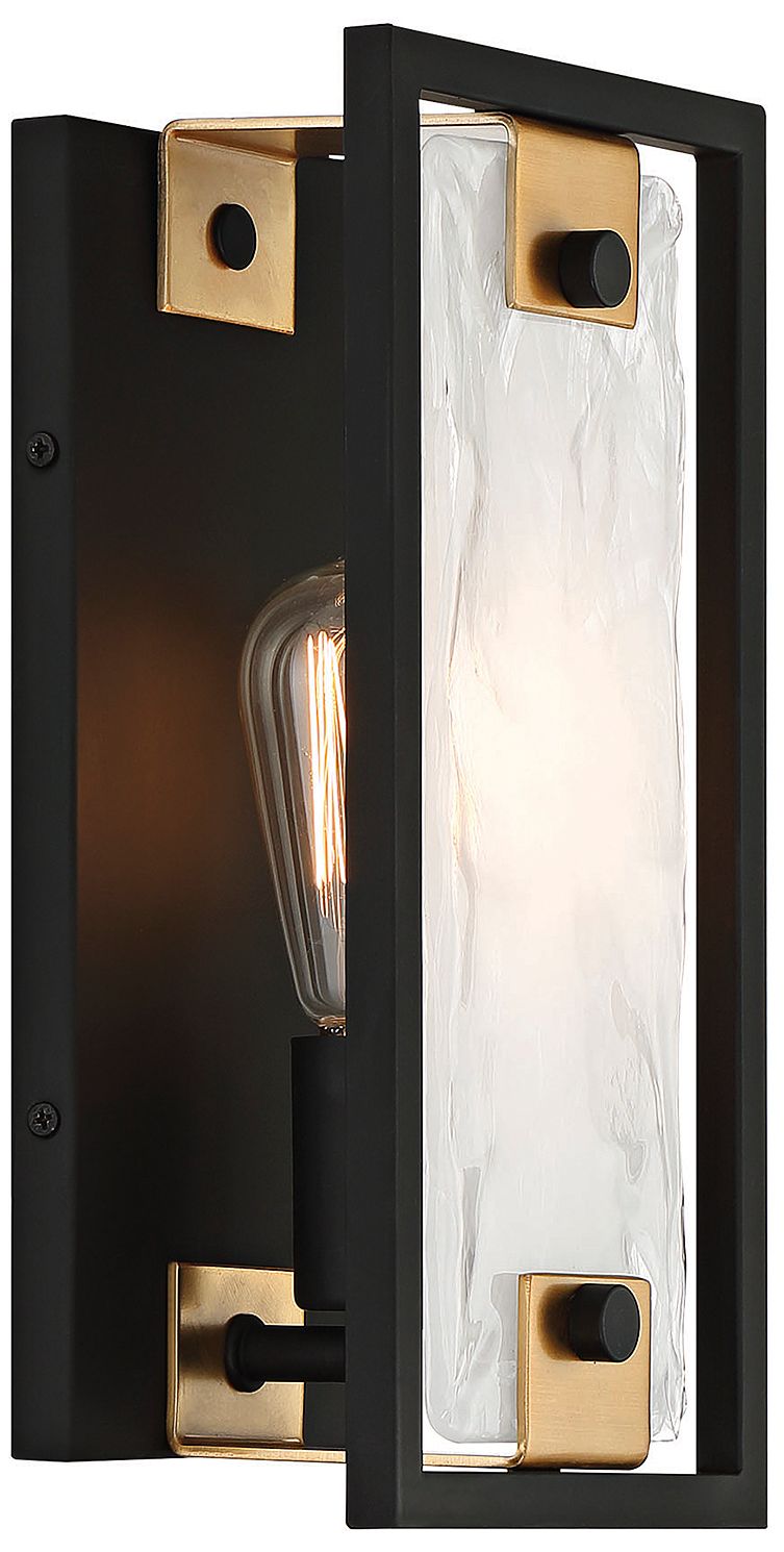 Image 5 Hayward 1-Light Wall Sconce in Matte Black with Warm Brass Accents more views