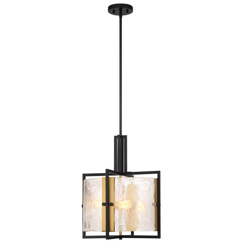 Image 1 Hayward 3-Light Pendant in Matte Black with Warm Brass Accents