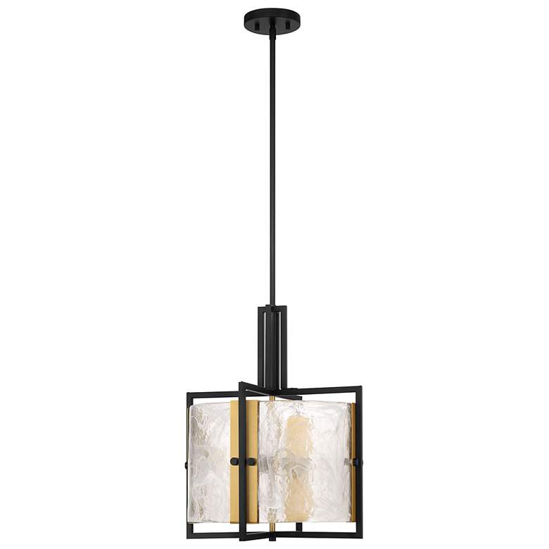 Image 2 Hayward 3-Light Pendant in Matte Black with Warm Brass Accents more views