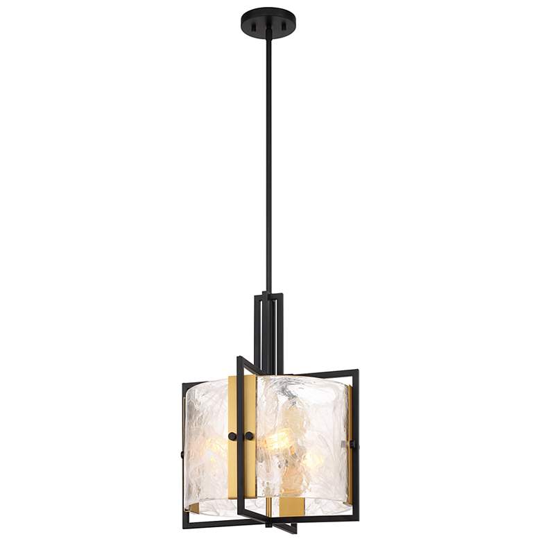 Image 3 Hayward 3-Light Pendant in Matte Black with Warm Brass Accents more views