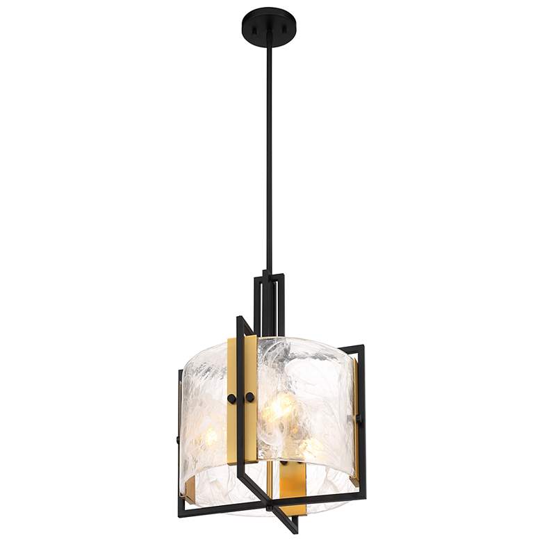 Image 4 Hayward 3-Light Pendant in Matte Black with Warm Brass Accents more views
