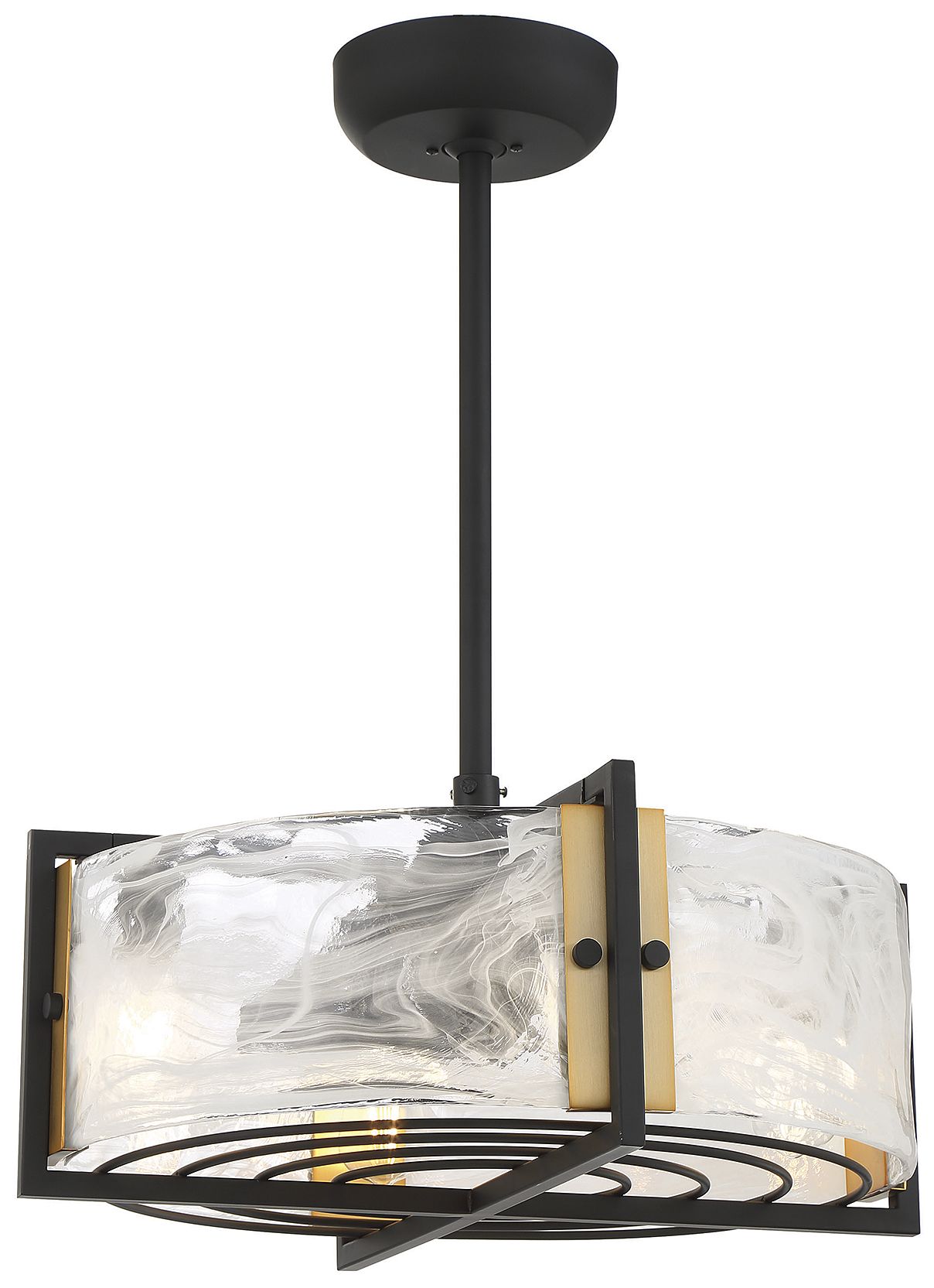 Image 2 Hayward 4-Light Fan D'Lier in Matte Black and Warm Brass (Fandelier)