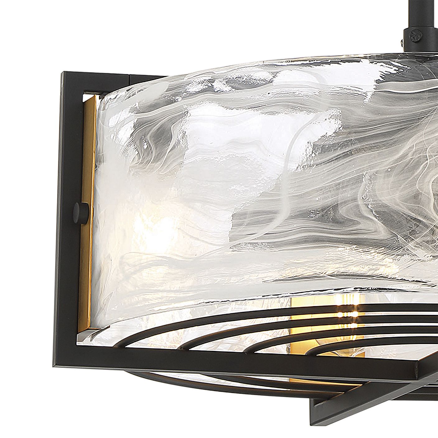 Image 3 Hayward 4-Light Fan D'Lier in Matte Black and Warm Brass (Fandelier) more views