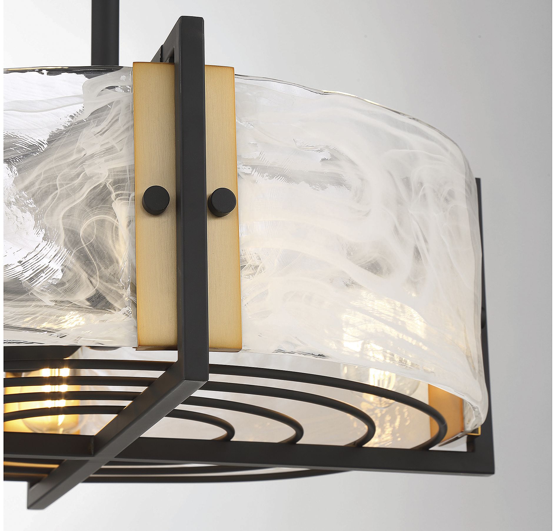 Image 4 Hayward 4-Light Fan D'Lier in Matte Black and Warm Brass (Fandelier) more views