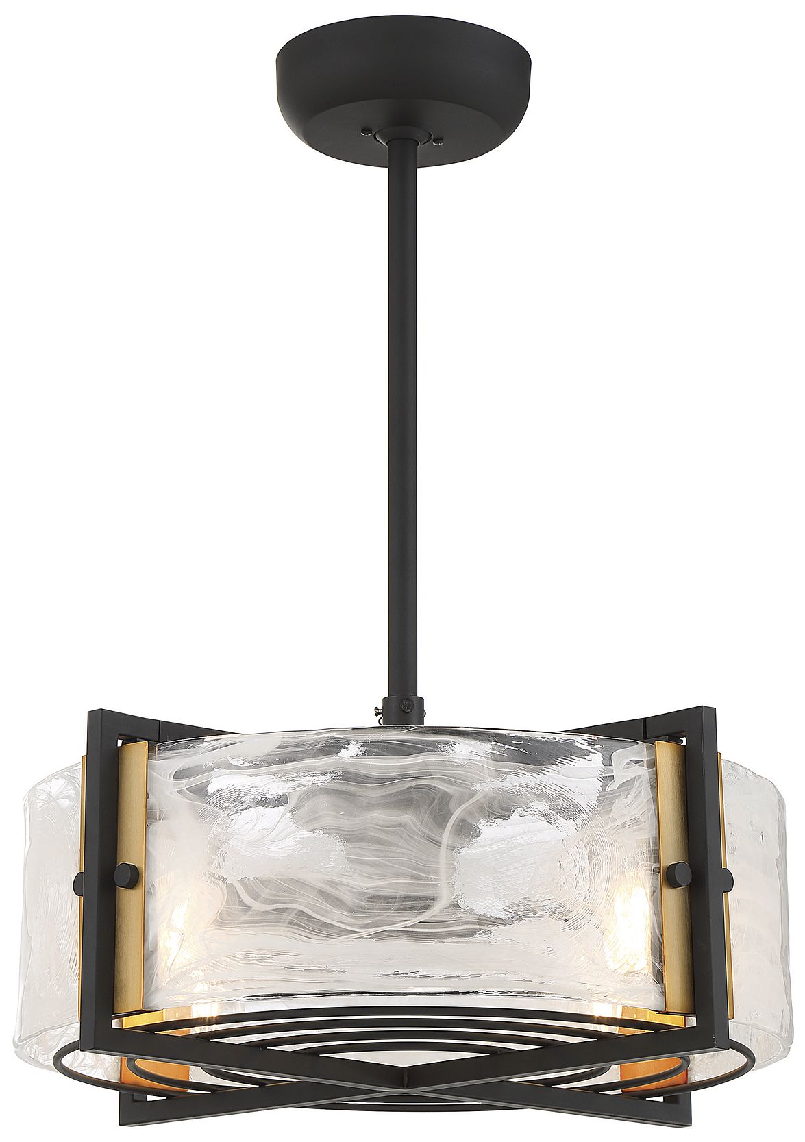 Image 5 Hayward 4-Light Fan D'Lier in Matte Black and Warm Brass (Fandelier) more views