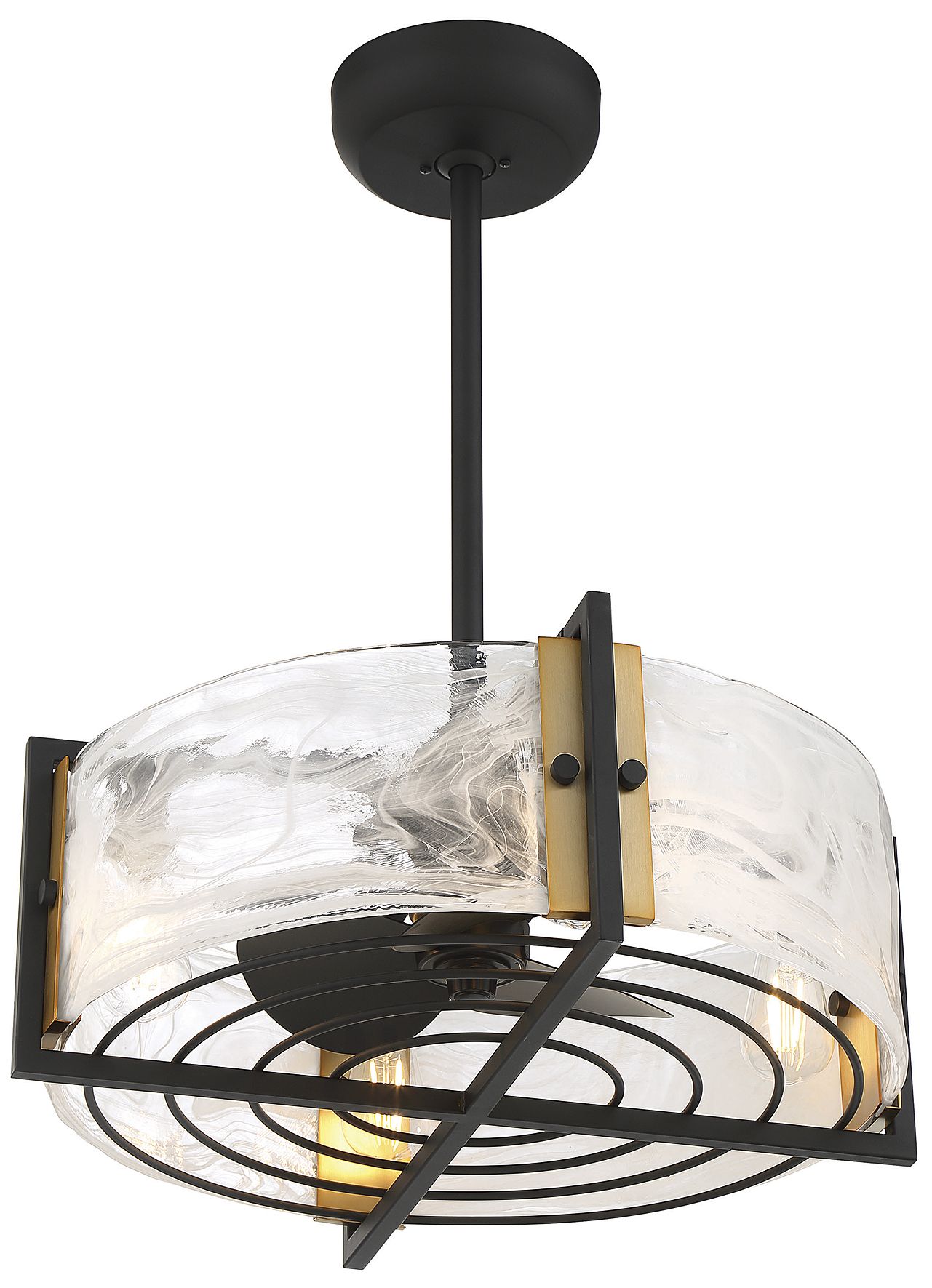Image 6 Hayward 4-Light Fan D'Lier in Matte Black and Warm Brass (Fandelier) more views