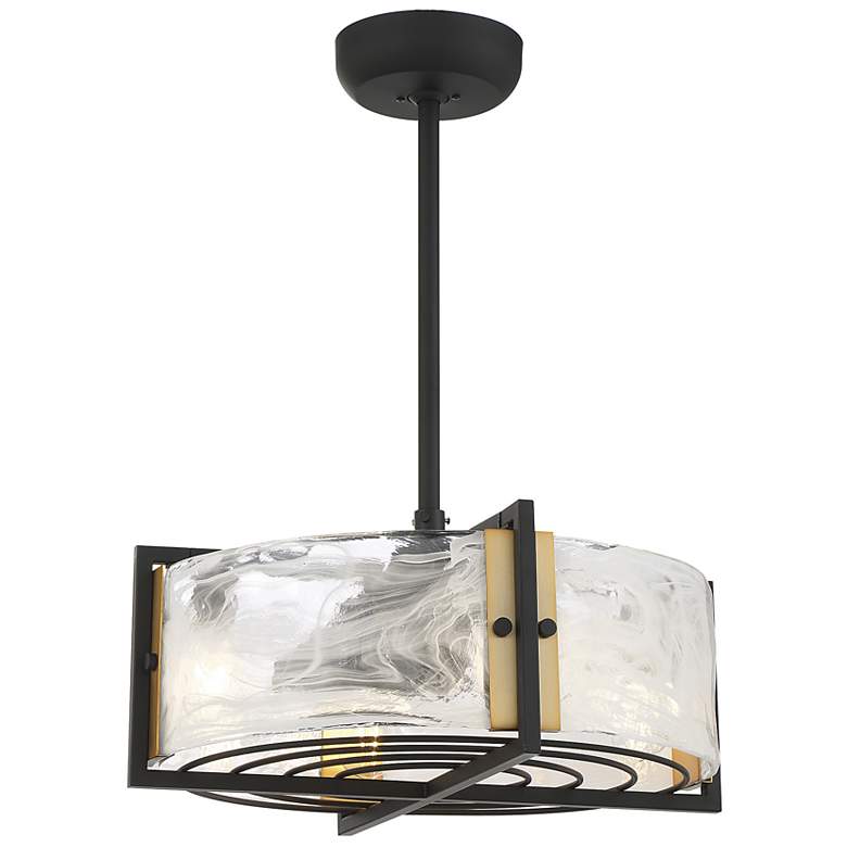 Image 2 Hayward 4-Light Fan D'Lier in Matte Black with Warm Brass Accents
