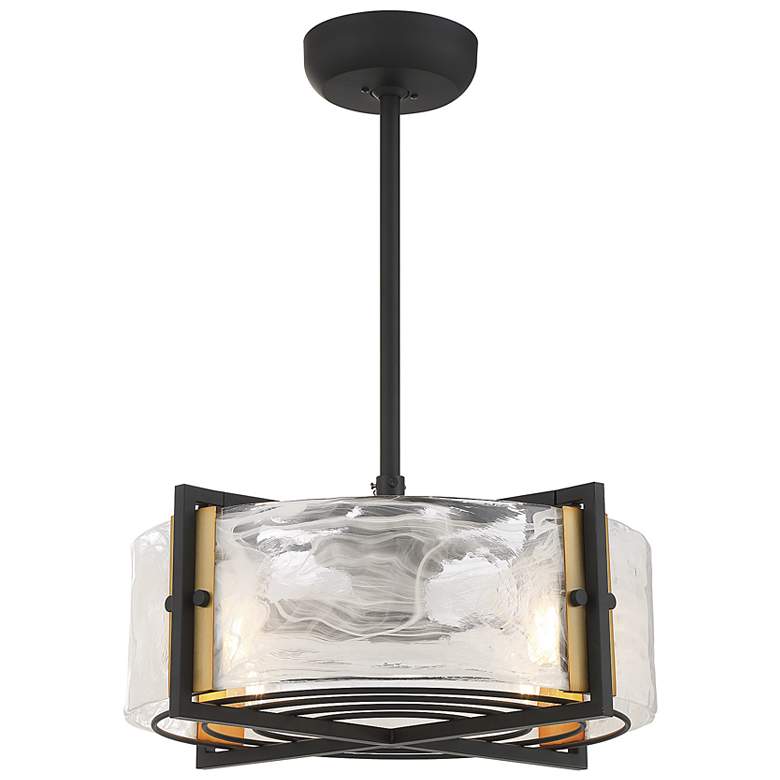 Image 5 Hayward 4-Light Fan D'Lier in Matte Black with Warm Brass Accents more views