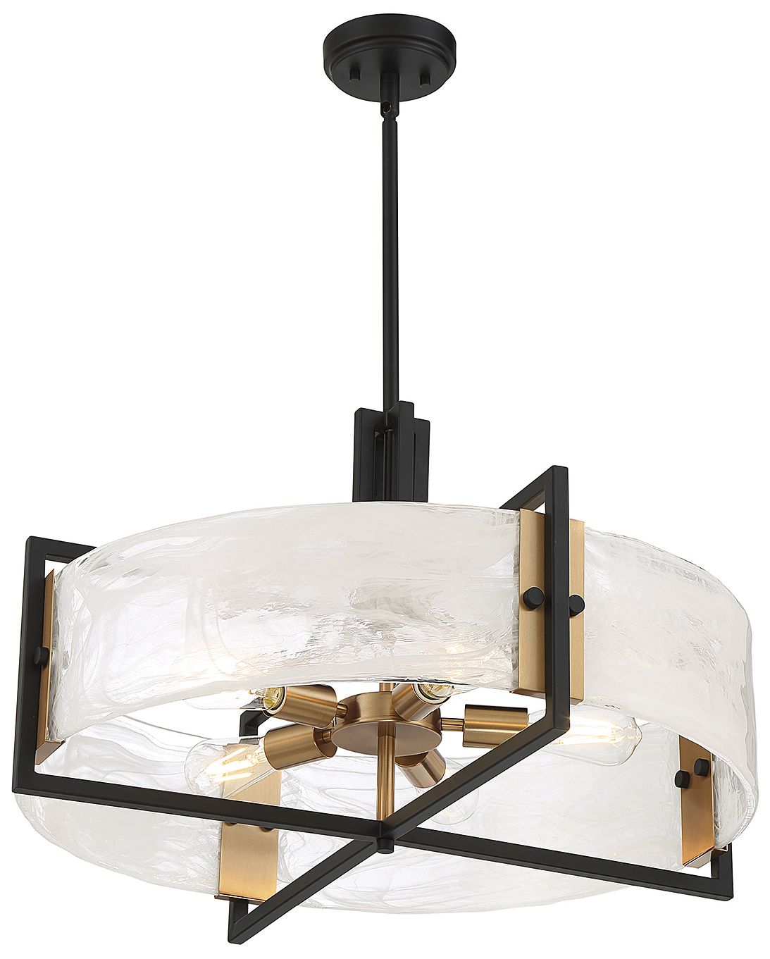 Image 6 Hayward 5-Light Pendant in Matte Black with Warm Brass Accents more views