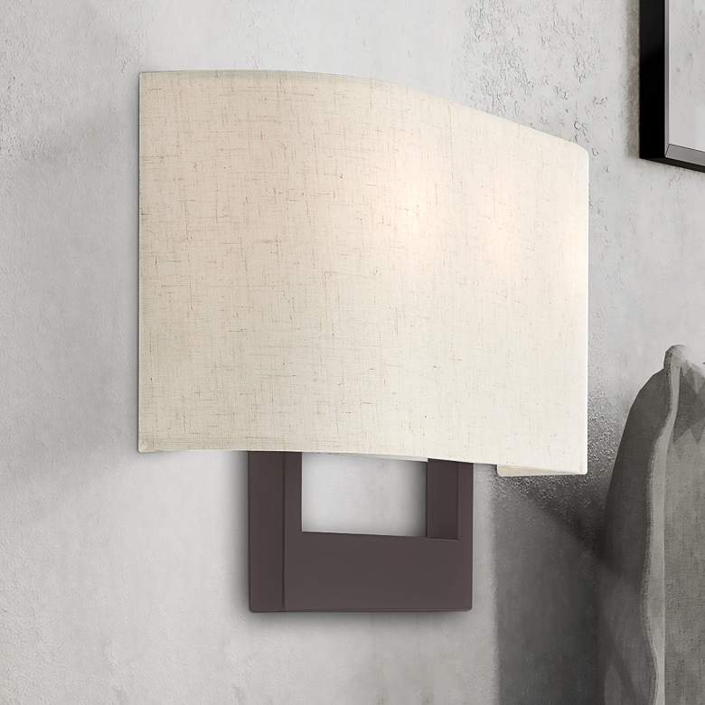 Image 2 Hayworth 10" High Bronze 3-Light Wall Sconce