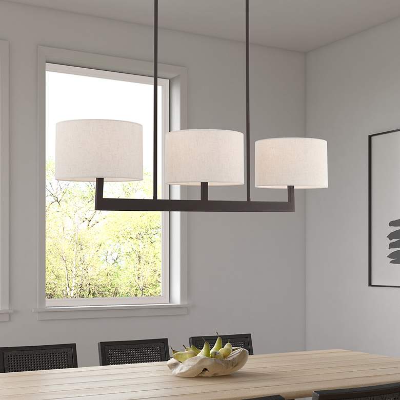 Image 1 Hayworth 42" Wide Bronze 3-Light Linear Chandelier