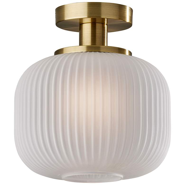 Image 1 Hazel 10" Wide Antique Brass Metal Ceiling Light