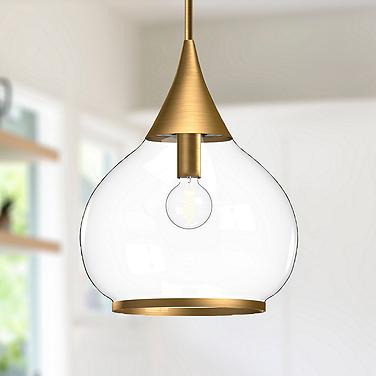 Hazel 14 1/4" Wide Aged Gold and Clear Glass Pendant Light