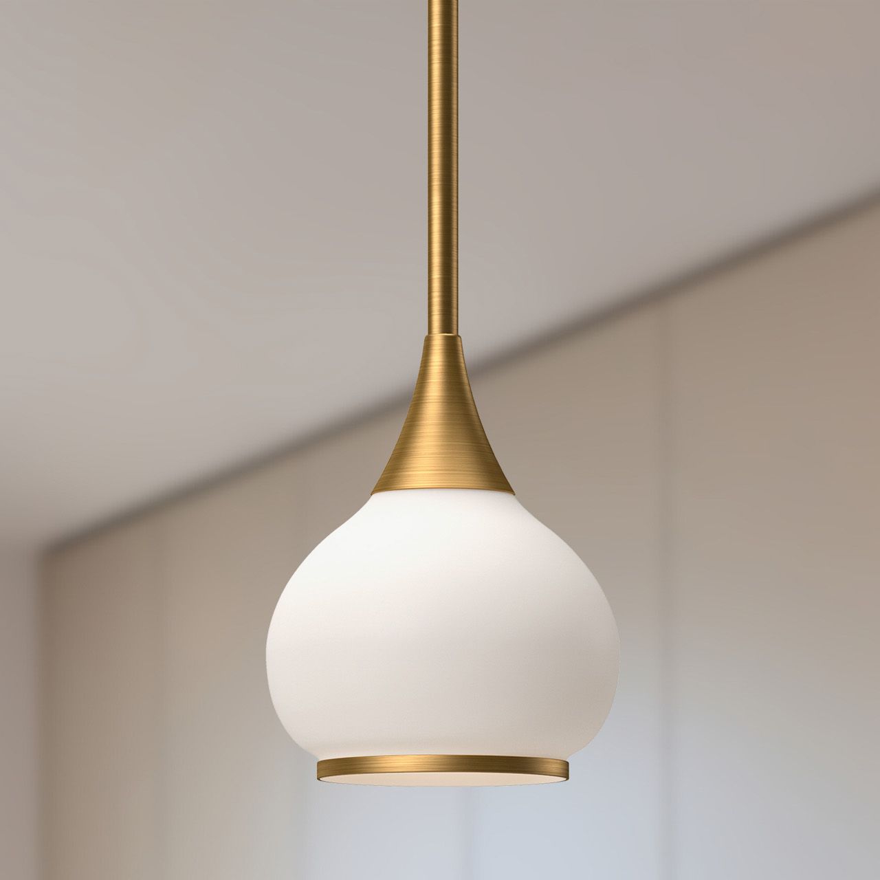 Hazel 6 3/4" Wide Aged Gold Mini Pendant w/ Opal Glass Shade