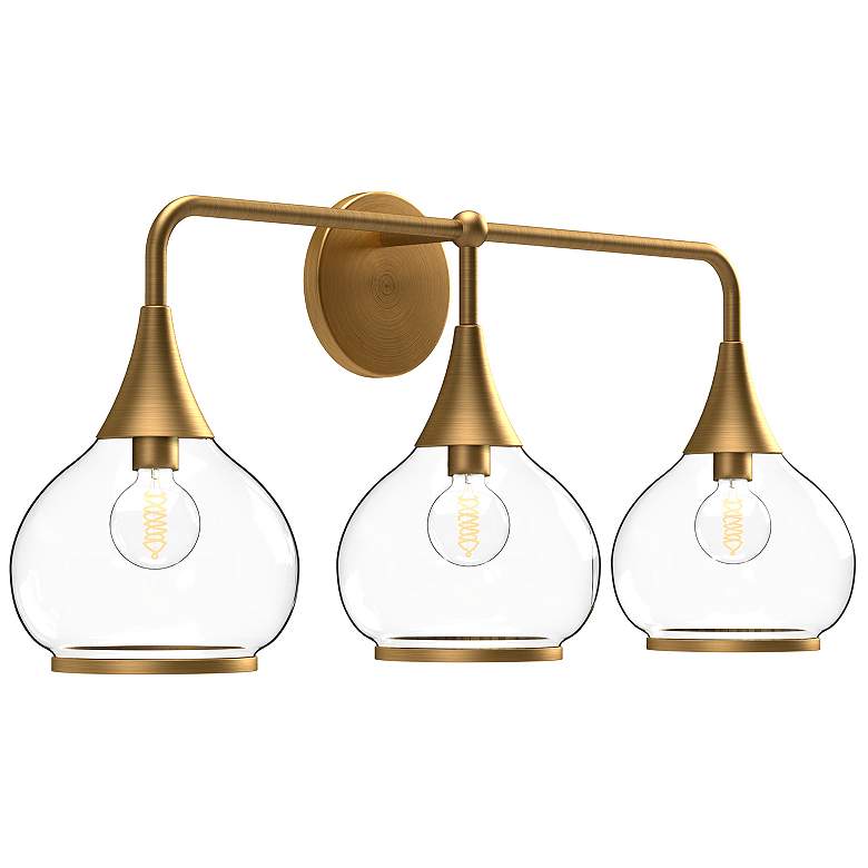 Image 1 Hazel 26 3/4" Wide Aged Gold 3-Light Vanity Bath Light