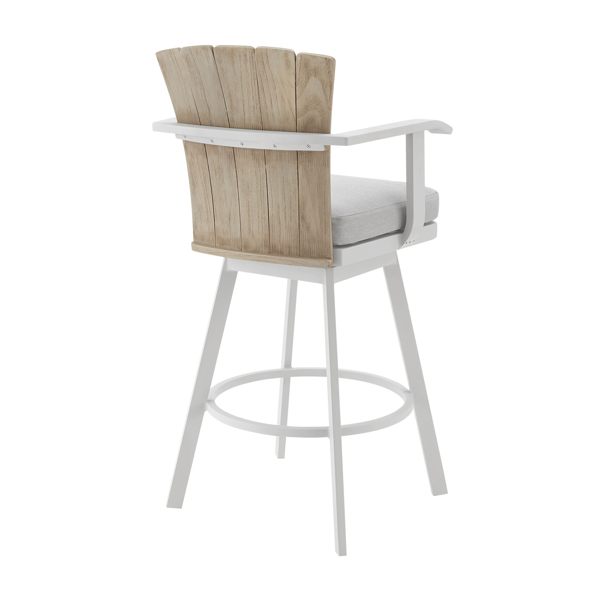 Image 4 Hazel 26 in. Outdoor Barstool in Aluminum, Teak Wood, Argent Gray Cushions more views