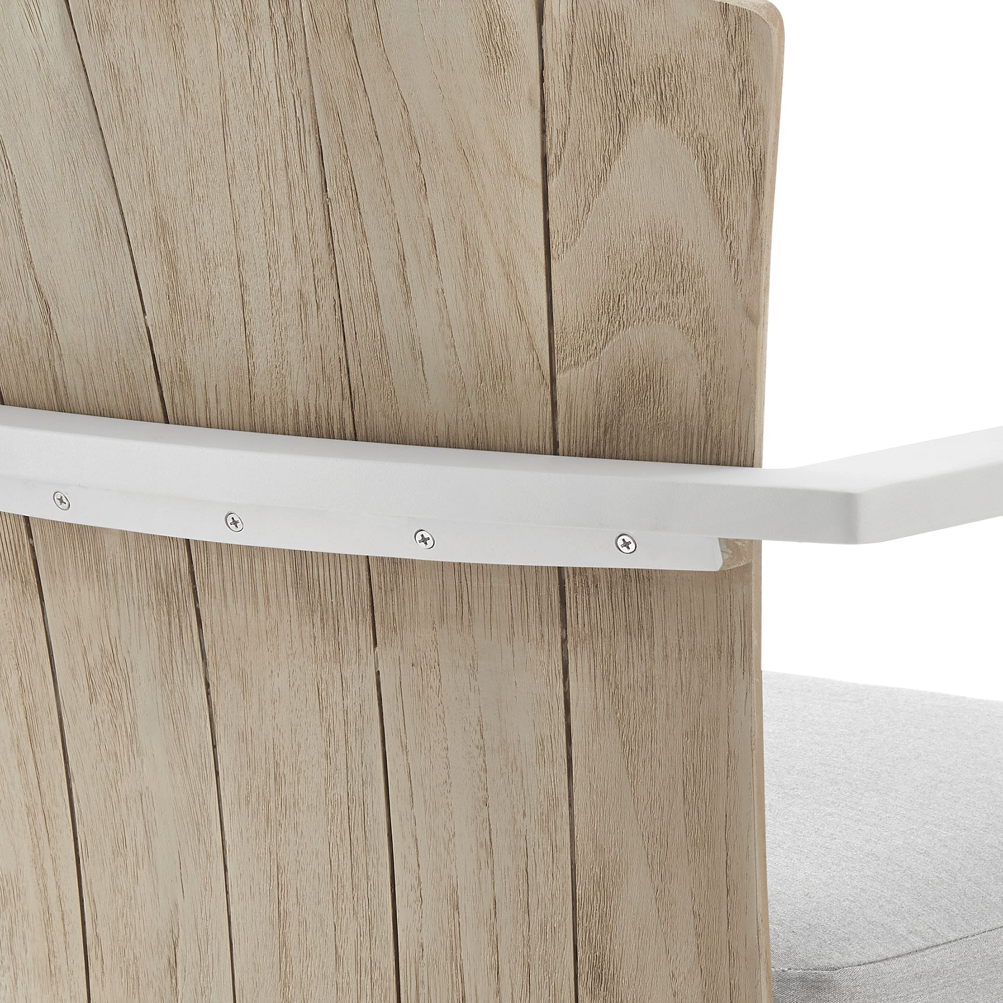 Hazel 26 in. Outdoor Barstool in Aluminum, Teak Wood, Argent Gray Cushions