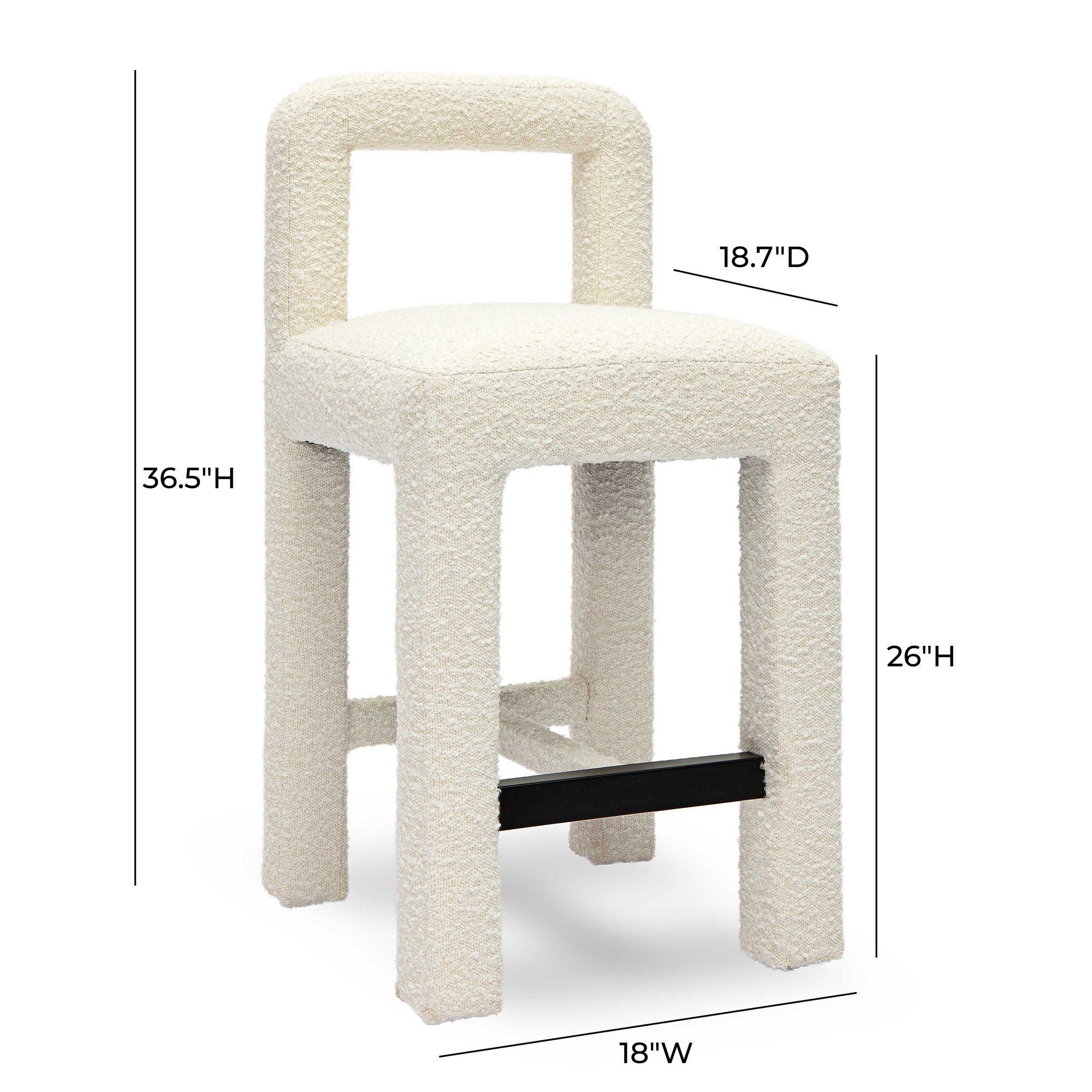 Image 5 Hazel 26" Cream Boucle Fabric Counter Stool more views