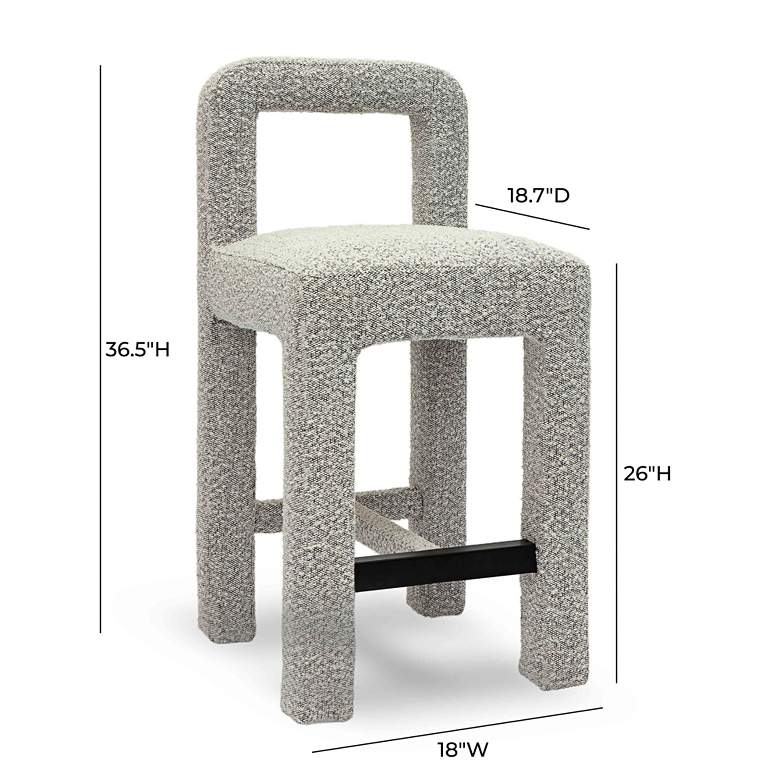 Image 5 Hazel 26" Gray Boucle Fabric Counter Stool more views
