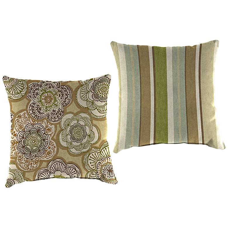 Image 1 Hazel and Green Reversible 18 inch Square Outdoor Toss Pillow