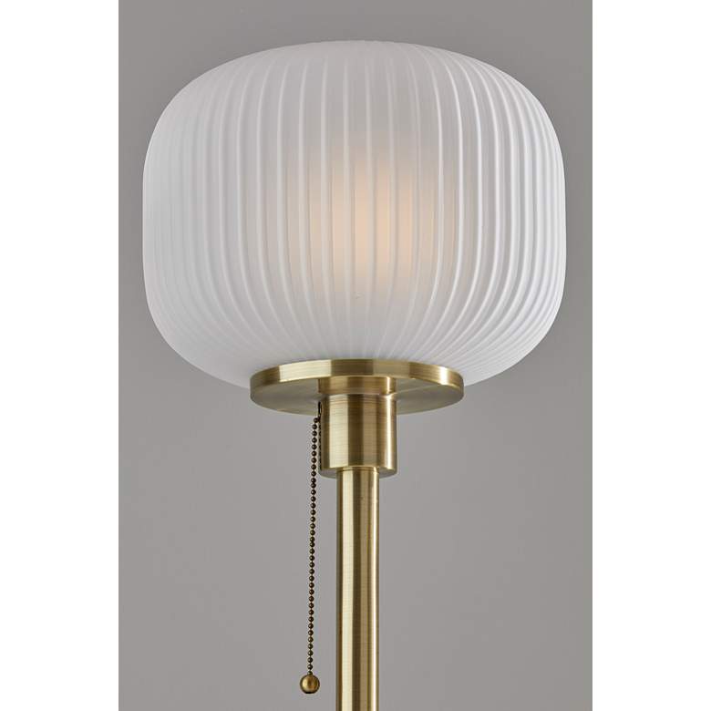 Image 4 Hazel Antique Brass and Frosted Ribbed Glass Floor Lamp more views